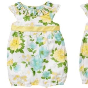 Spring Celebration Yellow Floral Romper-Silk Trim